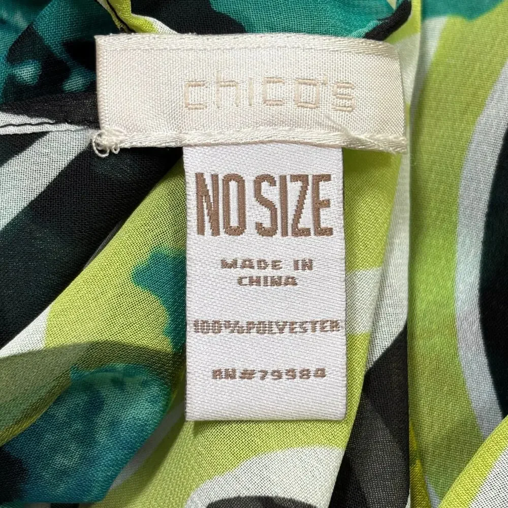 Chico’s green & black jungle print scarf long rectangle designer wrap shawl